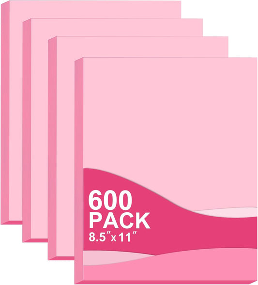 Colored Copy Paper 8.5x11 Inches, 600-Sheets Pastel Pink Printer Paper, Letter Size Paper for Printing, Arts & Crafts, School Projects and Office Use