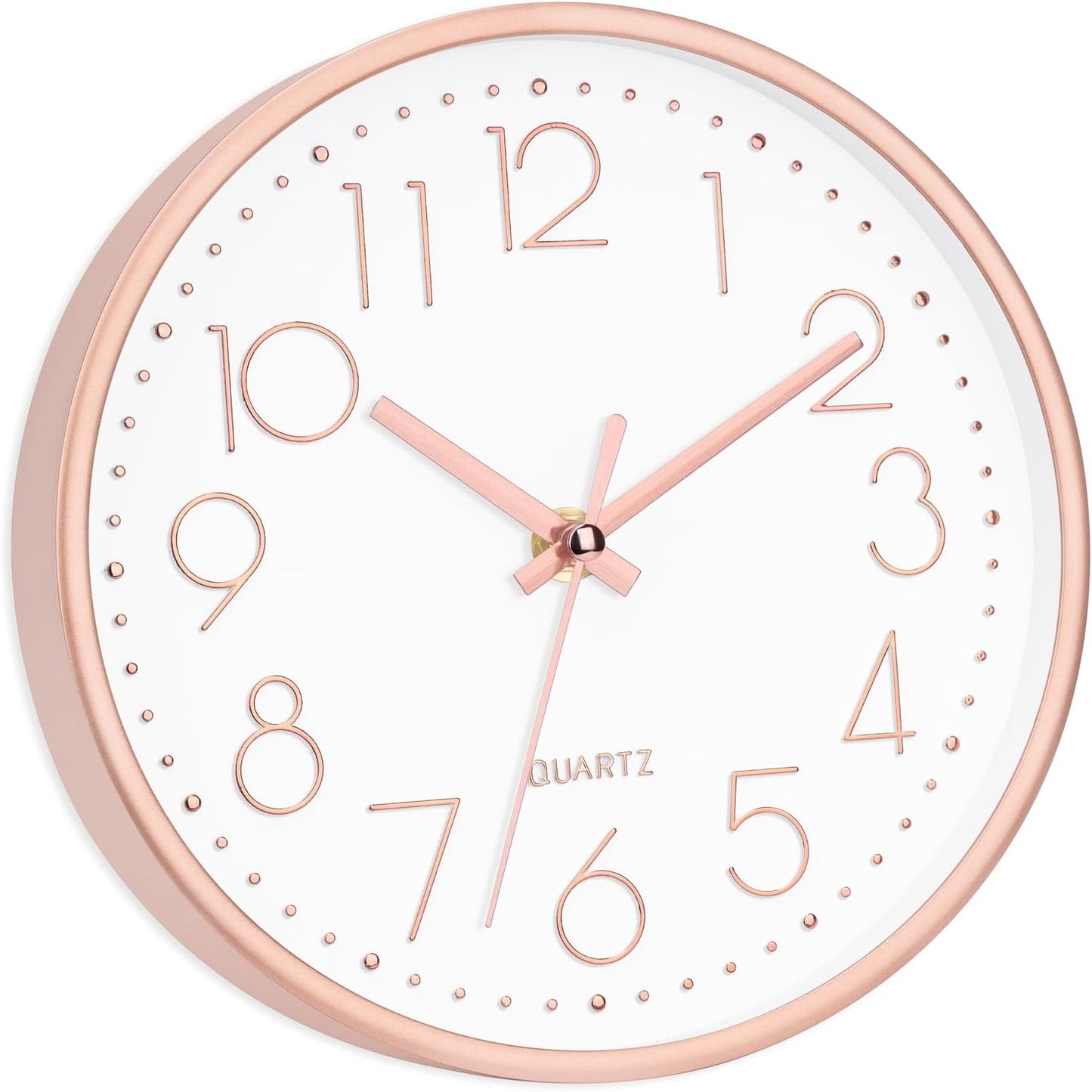 Foxtop 8 Inch Wall Clock Modern Small Wall Clocks Battery Operated Silent Non-Ticking Round Quartz Rose Gold Wall Clock for Office Bedroom Kitchen Home School