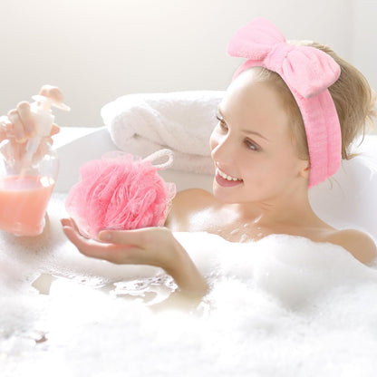 Moucuny 24 Pieces Spa Sleepover Party Supplies 6 Pink Spa Headband 6 Shower Loofahs 6 Pink Velvet Scrunchies 6 Cosmetic Bags for Slumber Sleepover Birthday Party Favors Gift