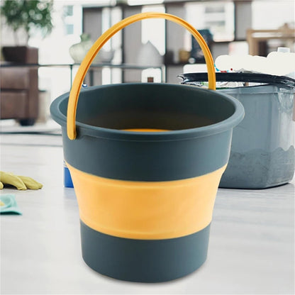5/10/17L Folding Portable Bucket with Cover Car Wash Fishing Bathroom Tool Silicone Outdoor Camping Household Supplies for Cleaning Windows(5L,Pink)