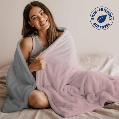 Throw Blanket for Couch Pink Gray Gradient Soft Cozy Fluffy Fleece Blankets and Throws for Bed,Sofa,Travel， 30x40 Inches, Abstract Watercolor