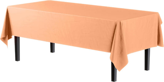 Party Solids Peach Rectangular Plastic Tablecloth - 54x108 Inch, Pack of 24