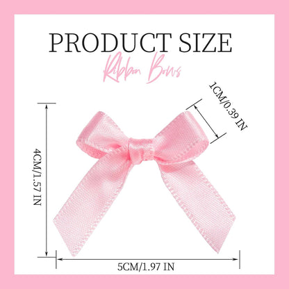 YGDZ Mini Pink Bows - 50 PCS, Satin Fabric Ribbons for Crafts, Tiny Bows for Wedding Party Favors, Gift Box Decorations