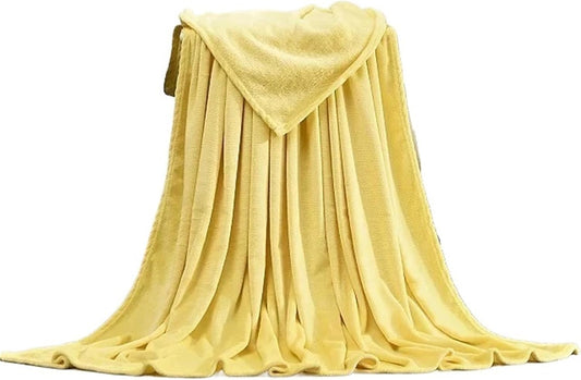 Coral Fleece Blanket for Couch Monochromatic Plush Fuzzy Lightweight Throw Super Soft Nap Blankets(Lemon Yellow,100x140cm(39x55inch))