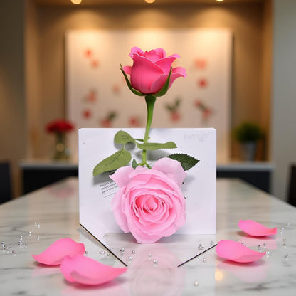 Artificial Silk Rose Stem, 16.8 inches, Single Long Stem Flower for Home Decor, Table Centerpiece Arrangement Valentine's Day Gift (Pink)