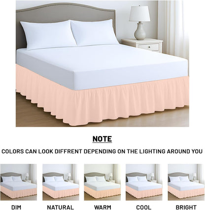 SGI Bedding 21 Inch Drop Ruffled Bed Skirt King Size - Classic Gathered Styling, Platform Style Dust Ruffle with Secure Fit, Split Corners, Wrinkle-Resistant Microfiber - Peach