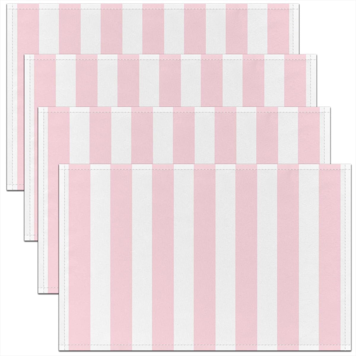 Striped Table Mats for Kids Adults,Modern Simple Pink Stripes Indoor Outdoor Home Party Decor Meal Mats, Girls Kids Cartoon Cute Stain Resistant Placemats 12x18 Set of 4