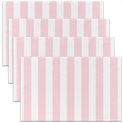 Striped Table Mats for Kids Adults,Modern Simple Pink Stripes Indoor Outdoor Home Party Decor Meal Mats, Girls Kids Cartoon Cute Stain Resistant Placemats 12x18 Set of 4
