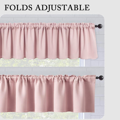 MIULEE Spring Blackout Window Valance for Bedroom Kitchen Bathroom Living Room Darkening Rod Pocket Curtain Valance, Thermal Insulated Window Treatment 1 Panel, 52 x 18 Inches, Light Pink