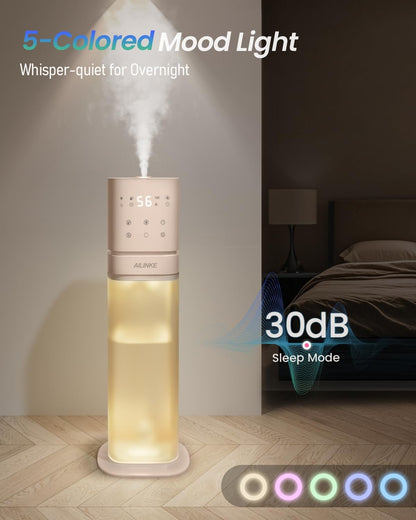 Humidifiers for Bedroom 2.1Gal/8L, Smart Humidifier for Large Room, Cool Mist Humidifiers for Home Kids Baby Plants, Top Fill Humidifier with Extension Tube, WIFI APP & Voice Control, Pink