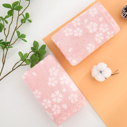 sense gnosis Pink Hand Towels Set of 2 Super Soft 100% Cotton Sakura Floral Pattern Highly Absorbent Decorative Hand Towels for Bathroom 13 x 29
