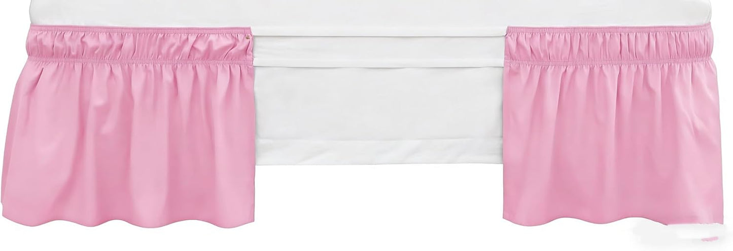Bed Skirt, Elastic Wrap Around Dust Ruffle Bed Skirting Easy to Install, Adjustable Tailored Bedskirts Fade & Wrinkle Resistant (Pink, Queen-15 Drop)