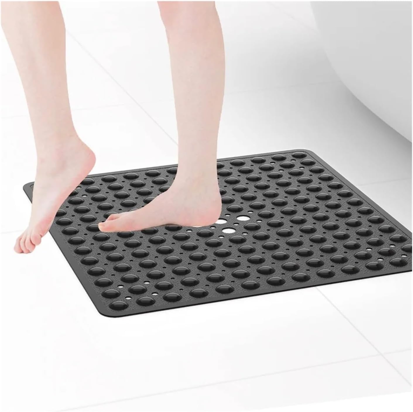 53x53cm Shower Mat Suction Cup PVC Anti Slip Bath Square Floor Pad Non Safety for Bathtub Bathroom Carpet(1x Pink)