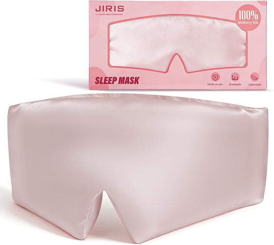 Silk Sleep Eye Mask for Side Sleeper Men Women, Eye Mask Sleeping 100% 22 Momme Pure Mulberry Silk for Night Sleep, Travel, Face-Hugging Padded Eye Cover for Sleeping with Adjustable Band-Pink