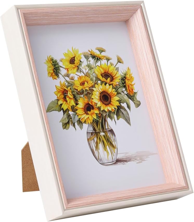 5x7 Picture Frame Pink Beige Resin 5 by 7 Photo Frame for Tabletop or Wall