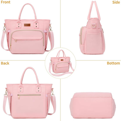Lunch Bag Lunch Box Women Insulated Cooler Bag for Work, Large Lunchbox for Adult, Leakproof Womens Lunch Tote Bags with Shoulder Strap for Travel, Picnic, Pink