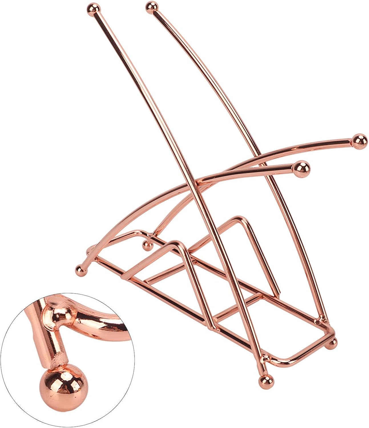 Napkin Holder, Wrought Iron, 6.3 x 6.6 Inch Kitchen Decor - Elegant X - Shaped Design, Durable Thickened Metal, Ideal for Dining Table Use (Rose Gold)
