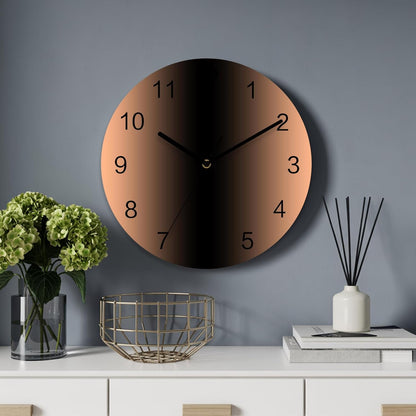 Ombre Abstract Gradient Coral Pink and Black Wall Clock Battery Operated Non-Ticking 12" Round Wood Clocks, Kitchen Wall Clock for School Bathroom Living Room Home Office Wall Decor