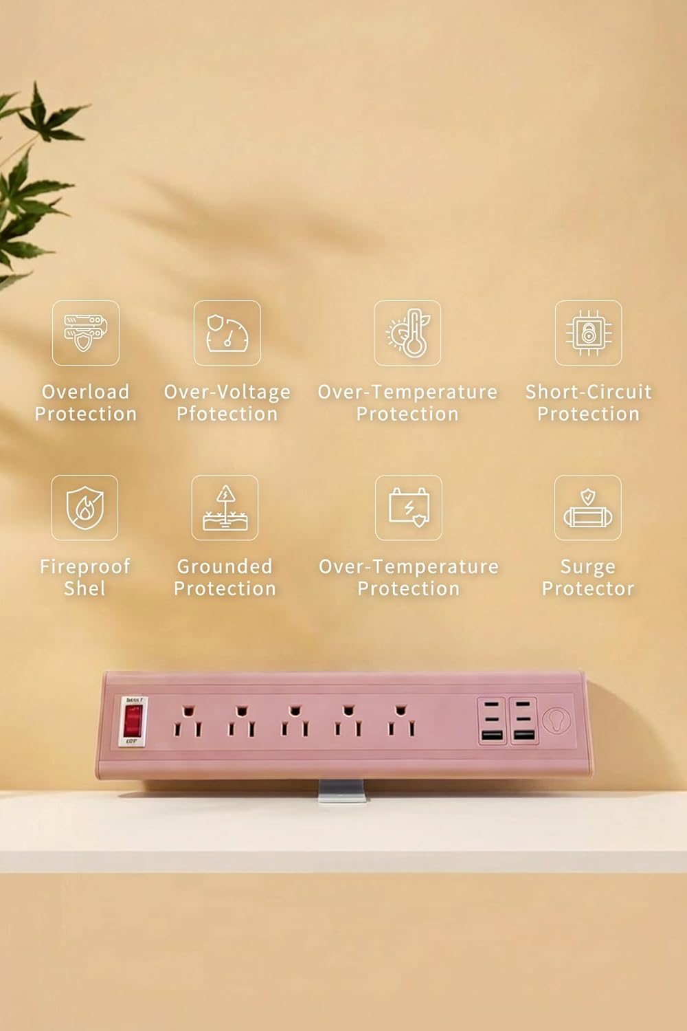 Desk Clamp Power Strip with Nightlight, 40W Fast Charging, 6FT Extension Cord, 4x20W USB-C & 2 USB Ports, 5 AC Outlets, Fits 1.69-Inch Table Edges