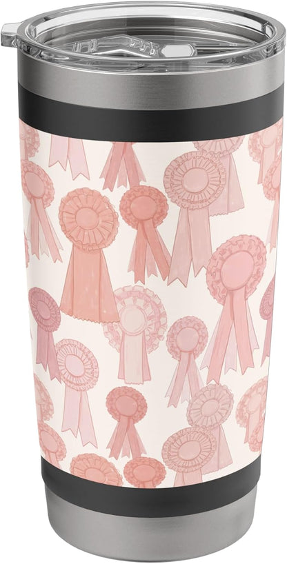 Coral Coquette Rosette Peach Bow Ribbon Pattern Stainless Steel Insulated Tumbler