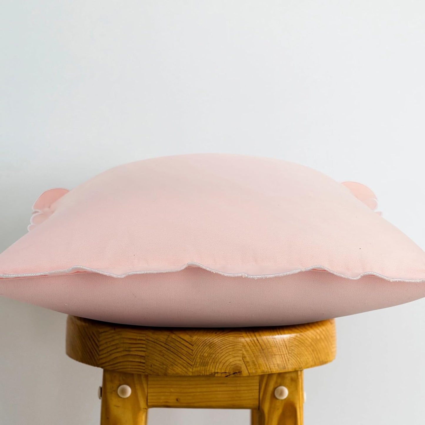 Mrcrypos Peach Pink Scalloped Pillow Covers,Boho Accent Pruffle Throw Pillows 18X18 Set of 2 Pillow Covers Decorative Pink Throw Pillows for Home Living Room Sofa Couch Bed Décor