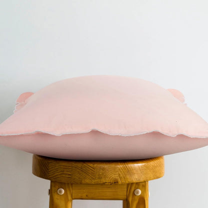 Mrcrypos Peach Pink Scalloped Pillow Covers,Boho Accent Pruffle Throw Pillows 18X18 Set of 2 Pillow Covers Decorative Pink Throw Pillows for Home Living Room Sofa Couch Bed Décor