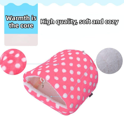 Cute Cave Bed Nest Hideout, Small Animals Warm House Cage Supplies, for Hedgehog Guinea Pig Hamster, Machine Washable - Simplicity (Pink,Large)