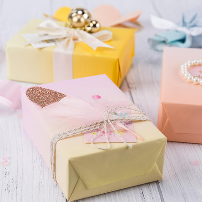 WRAPAHOLIC Gradient Birthday Wrapping Paper Roll - Mini Roll - 17 Inch x 10 Feet - Light Pink - Yellow Wrapping Paper Perfect for Girls Boys Kids Birthday, Wedding, Holiday, Baby Shower Packing