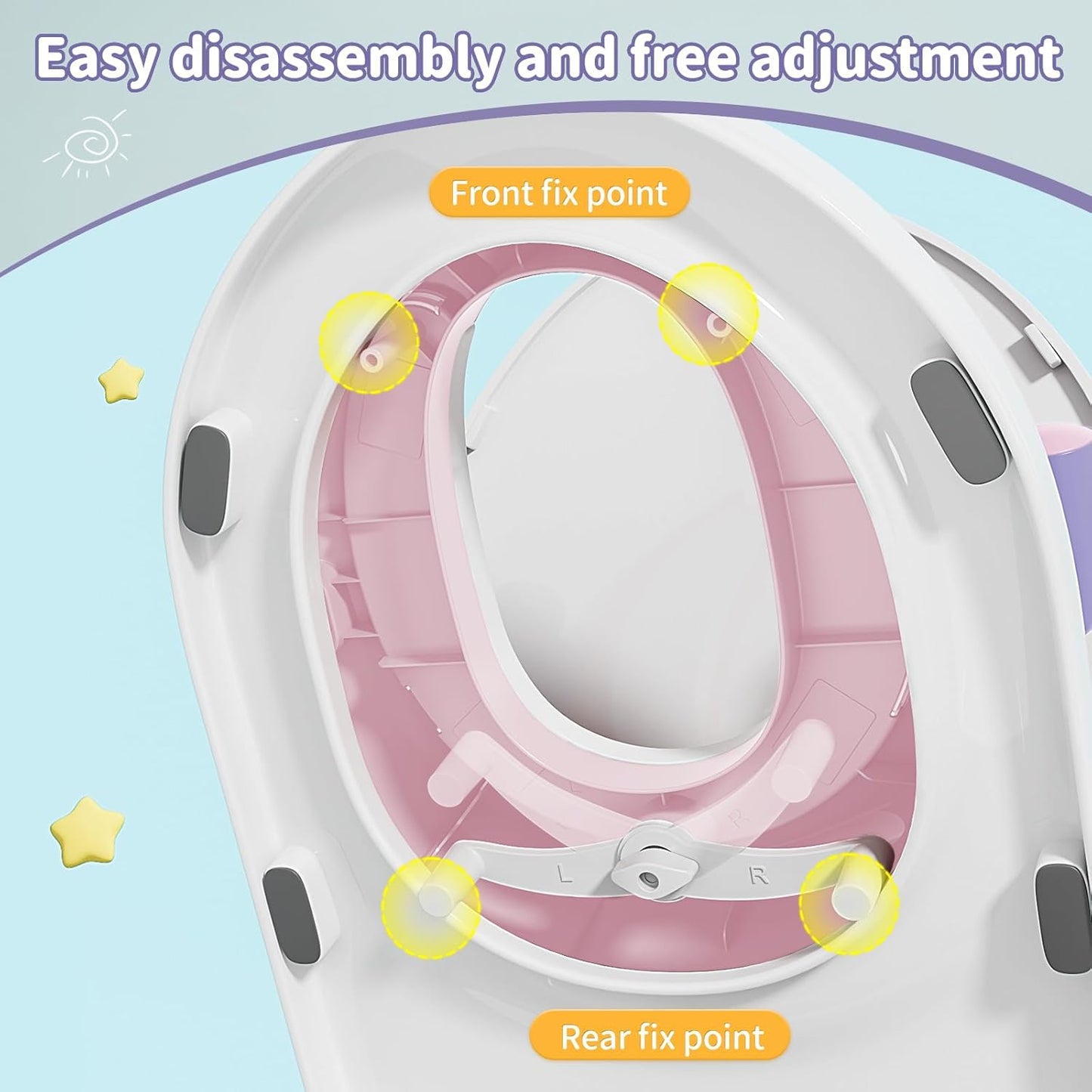 Potty Training Toilet Seat with Kids Step Stool Anti-Slip Toddler Potty Seat with Soft Cushion, Baby Potty Training Set Toddlers Toilet Seat for Boys and Girls (Pink)