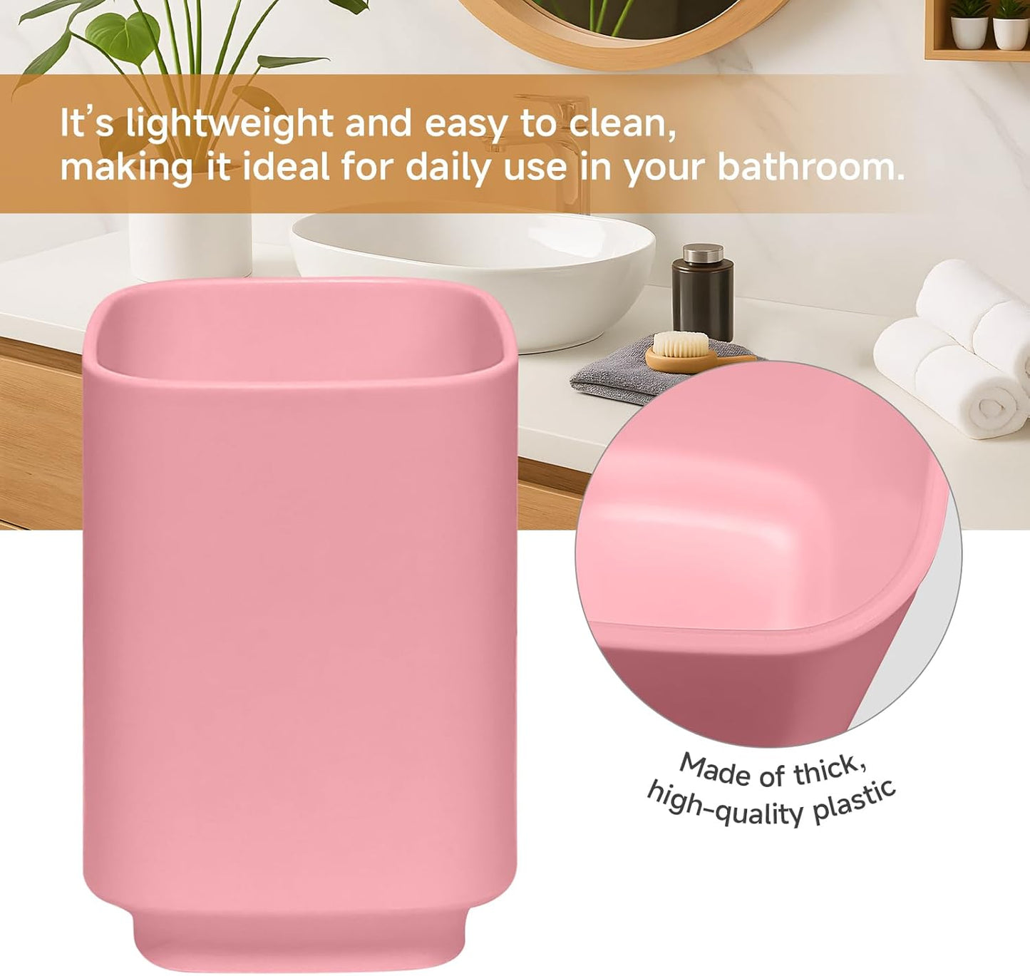 4 Piece Bathroom Accessory Sets, Pink Bathroom Accessories Sets Include Toothbrush Holders Set, Soap Dispenser, Soap Dish and Toothbrush Cup, Modern Bathroom Decoration
