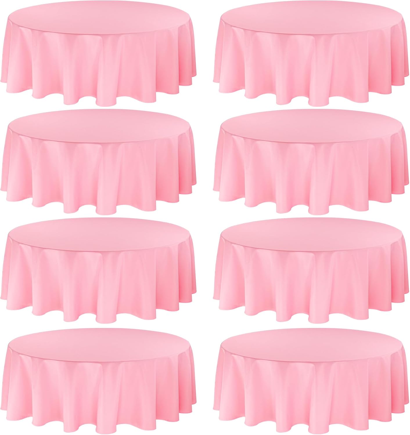 Fivenl 8 Pack Premium Round Tablecloth 90 Inch Pink Round Table Covers Bulk Washable Polyester Fabric Round Table Clothes for Wedding Party Reception Banquet Buffet Restaurant (Pink, 90 Inch)