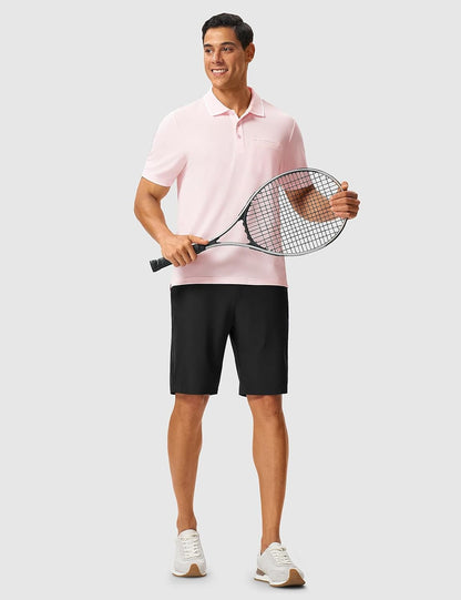 Rdruko Men's Polo Shirts with Pocket Short Sleeve Dry Fit Collared Golf Tennis T Shirts