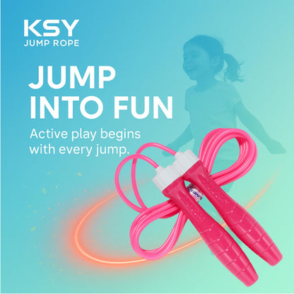 KSY Kids Jump Rope (Crystal Series) – Durable PVC Jump Rope for Kids Ages 6-12 – Lightweight, Adjustable, and Tangle-Free – Made in Korea