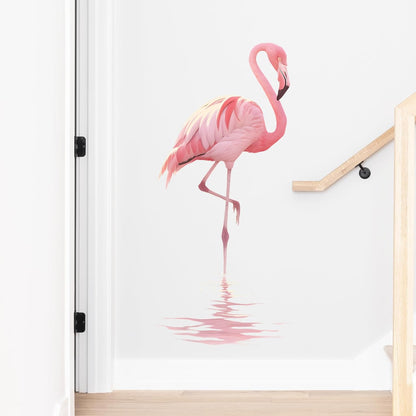 Lifelike Pink Flamingo Bird Wall Decal Nursery Animal Wall Sticker Removable Peel and Stick Wall Art Decor for Kid Baby Classroom Preschool Living Room Playroom Bedroom School