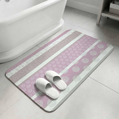 Bathroom Rugs 31.5x47.2 Inch, Farm Fruits Non Slip Rugs Washable Low Pile, Watermelon Lemons Peach Pink Grey Striped Front Door Mat Entryway Rug with Rubber Backing