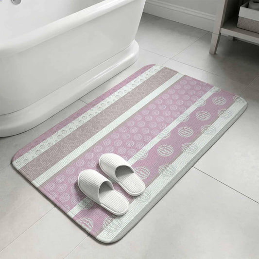 Bathroom Rugs 31.5x47.2 Inch, Farm Fruits Non Slip Rugs Washable Low Pile, Watermelon Lemons Peach Pink Grey Striped Front Door Mat Entryway Rug with Rubber Backing