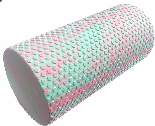 Travel Size Back Roller, High Density Foam Roller for Back Stretching, Physical Therapy, Yoga, Pilates, Post Workout Muscle Recuperation, 12" X 6" Round (Pink)