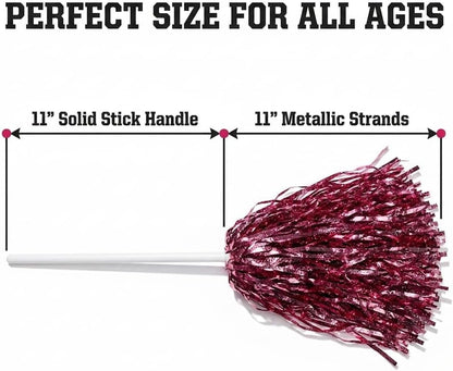 Anderson's Metallic Pink Foil Textured School Spirit Shakers, Cheerleader Pom Poms, Football, Basketball, Homecoming, Squad, Team, Party, Dance, Club, Performance, Fan Celebration Pack of 10