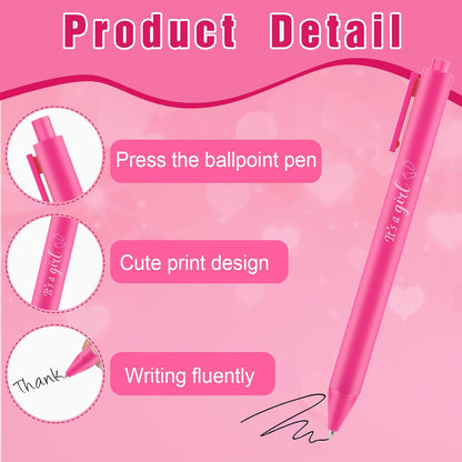 Mototo 60 Pcs Baby Shower Ballpoint Pen Baby Shower Party Favor Retractable Pink Ballpoint Pen with Black Ink for Girl Guest Teacher Student Office School Writing Journal Party Supplies
