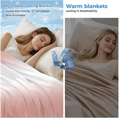 Cooling Blanket Ombre Peach Pink White Lightweight Breathable Summer Blanket Gradient Color Cooling Blankets for Hot Sleepers Night Sweats 30x40in