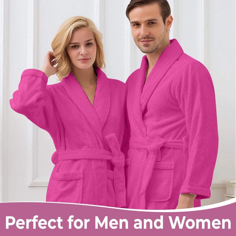 KAHAF COLLECTION Cotton Terry Robes for Women and Men, Terry Shawl Collar Bathrobe, ONE SIZE - UNISEX Men & Women Spa Robe