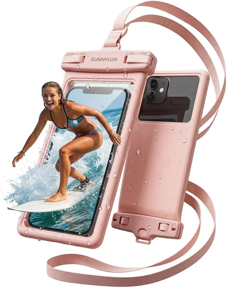3D Waterproof Phone Pouch, IPX8 100FT Underwater Phone Case,Soft TPU Cell Phone Dry Bag with Lanyard,7 Inch Fits iPhone 17-11 Pro Max, Samsung Galaxy S26/S25/S24 Ultra, Beach Pool (1-Pack Pink)