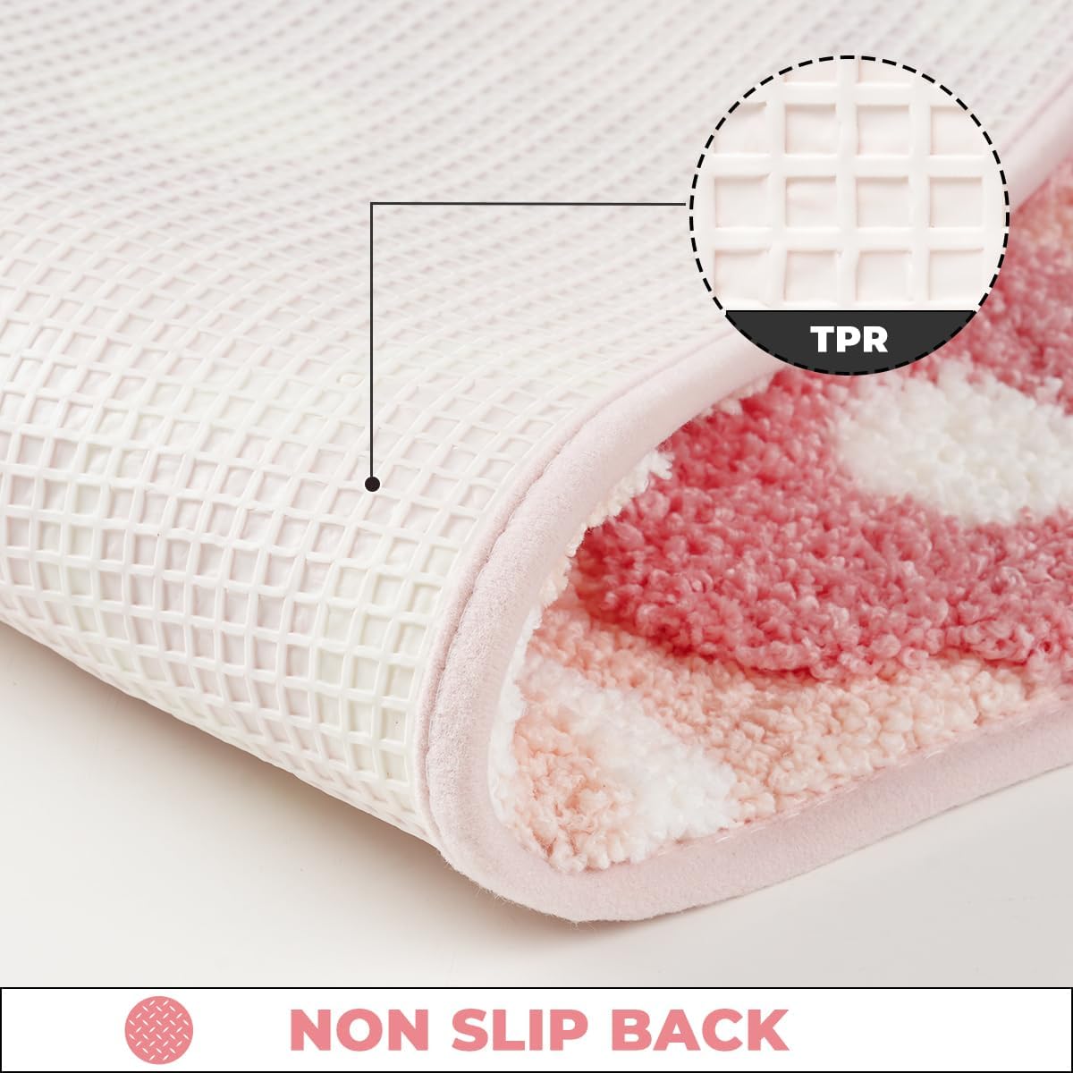 Cute Flowers Bathroom Rug Non Slip and Super Absorbent Bath Mat Machine Washable Bath Carpet Soft Microfiber Rug for Dining Room, Kitchen and Living Room (Pink Flowers, 23"x16")