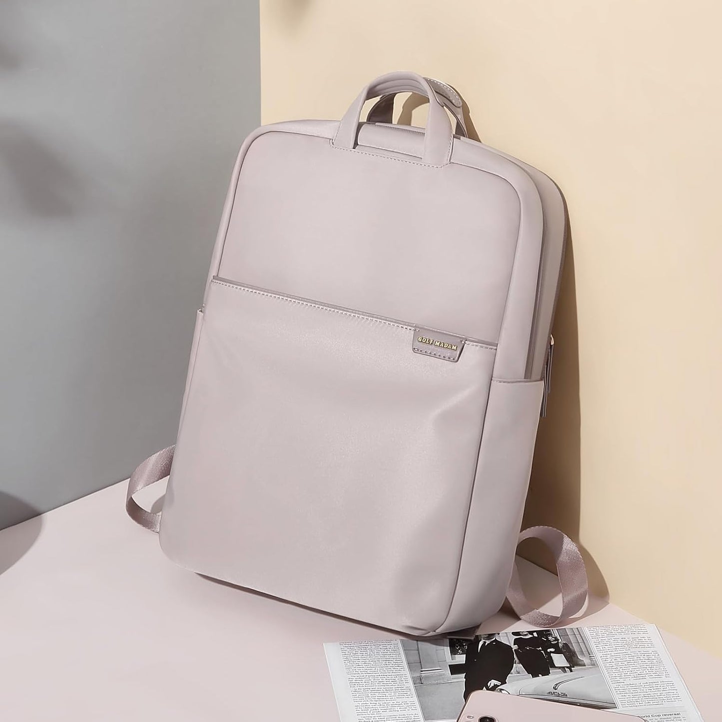 GOLF SUPAGS Travel Laptop Backpack for Women Anti Theft Slim Durable College Bookbag Business Computer Bag Fit 15.6Inch Notebook (Pinkish Grey, 15.6Inch)