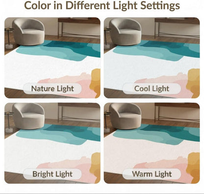 4'x6' Washable Modern Abstract Accent Rug, Peach Non-Shedding Small Carpet for Playroom, Bedroom, Reading Nook, Pet Friendly & Kids Safe Play Mat | Ref:2136167