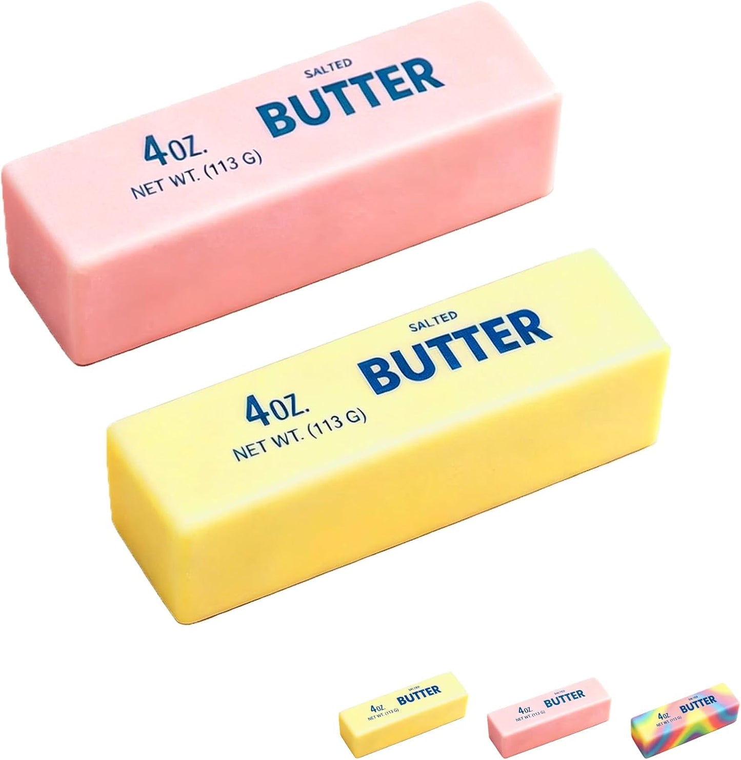 Butter Squishy Stress Relief Toys (2 Pack) - Slow Rising Realistic Fidget, Soft PU Sensory Squeeze for Anxiety Relief & Desk Accessories, Yellow and Pink
