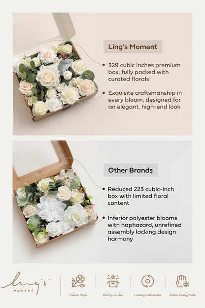 Ling's moment Fake Flowers Box, Faux Artificial Greenery Stems Foam Roses Gardenia Silk Ranunculus Peony Fabic Flower for Centerpieces Bouquet Wedding Vase, Dusty Rose & Pale Peach, Grand Combo