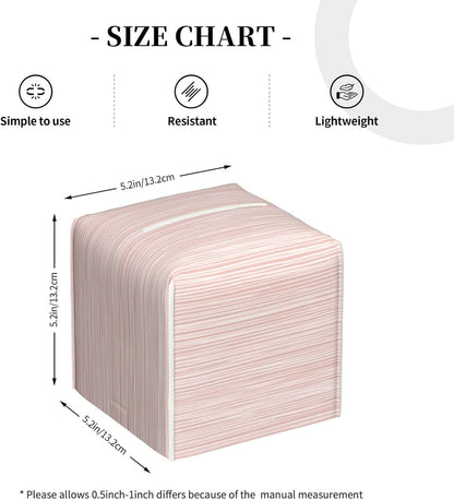 Light Pink Pastel Pattern Subtle Vertical Stripes Tissue Box Cover Square Pu Leather Waterproof Tissue Box Holder for Car Bathroom Bedroom Office Tabletop Decor