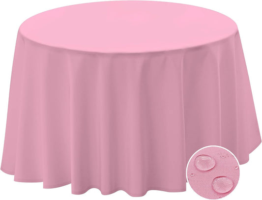 BYDOLL Table Cloth 60 Inch Round Tablecloth Fits Max50 Inch Diameter Table Top,Pink Polyester Washable Wrinkle-Free Spillproof Tablecloth for Party Patio Cover