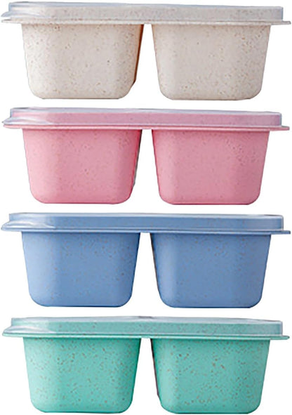 Snack Containers, Stackable Bento Boxes with 4 Compartments, Reusable Snack Containers with Lids, Portable Meal Prep Box, Lightweight Lunch Container for School, Work, Travel, School Supplies